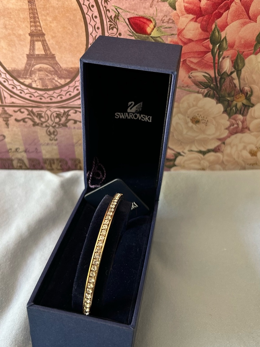 Swarovski Gold and Clear Crystal Line Bracelet - Picture 4 of 14